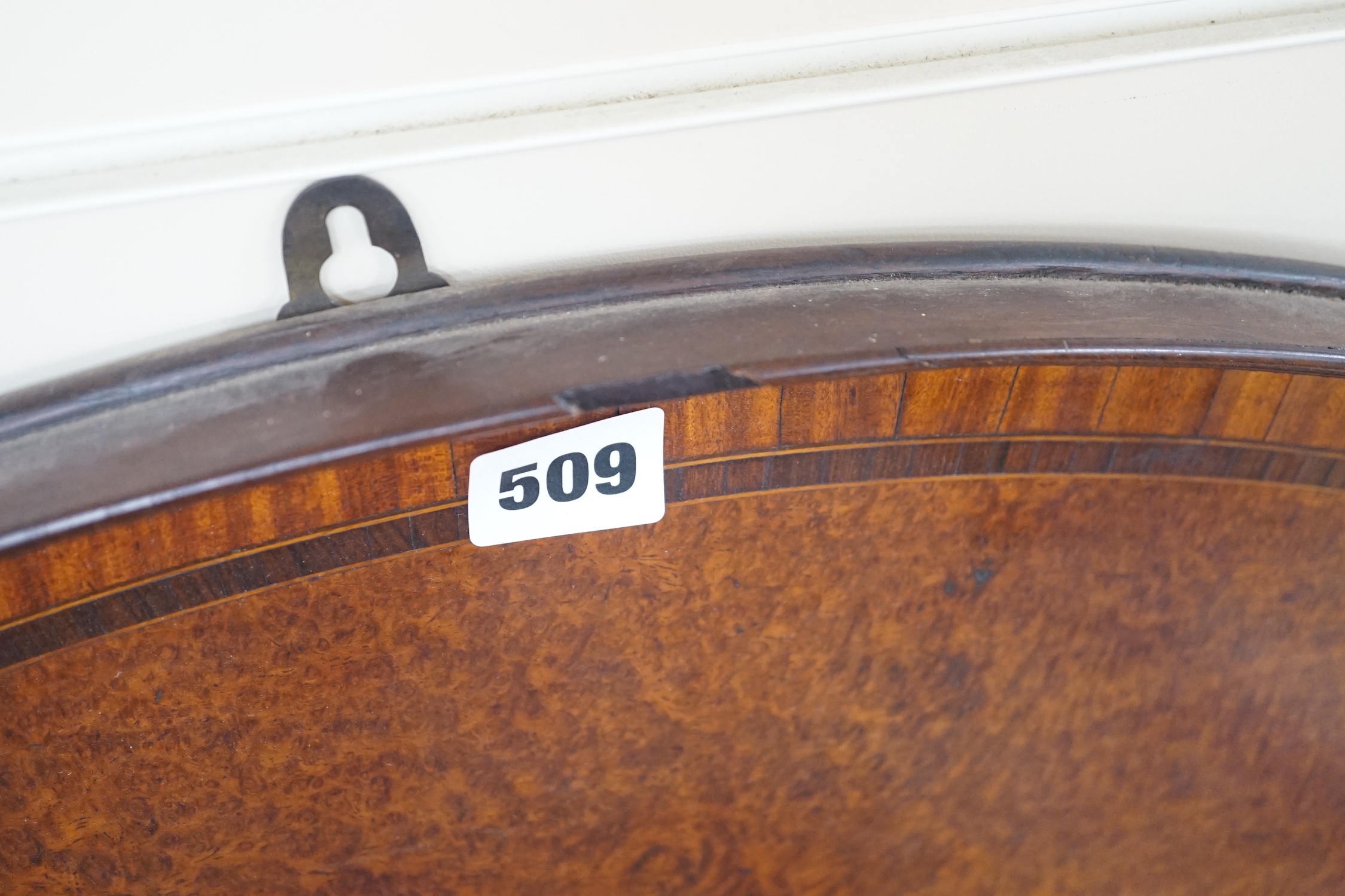 A burr walnut oval, two handled tray, 72cms wide